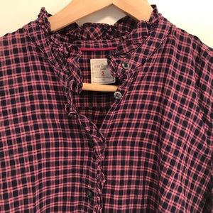 Gap Fitted Plaid Tall Tissue Blouse
